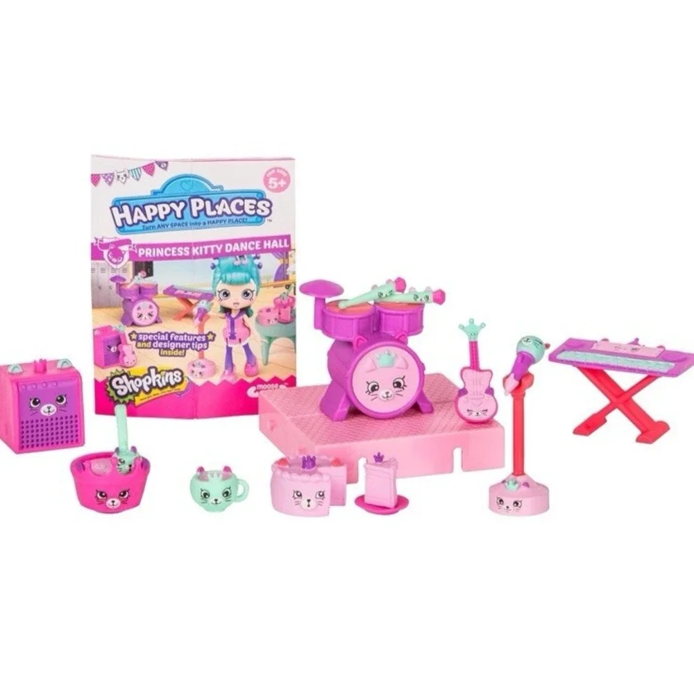 Shopkins Figures Lot Set HAPPY Places Princess KITTY Dance Hall Decorators Pack‎